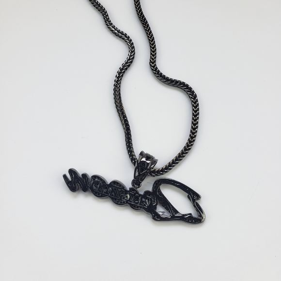 King Ice, "Queen" Designer Streetwear Pendent Black Onyx Round Chain, 20" Long - Picture 4 of 15